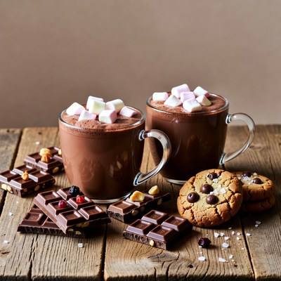 Hot Chocolate with Marshmallows and Cookies