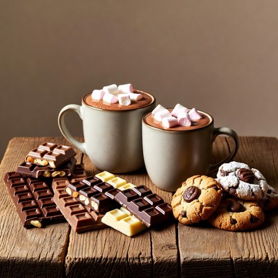 Hot Cocoa with Marshmallows and Cookies