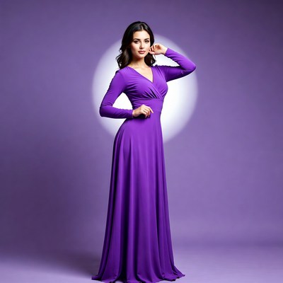 Woman in purple long dress