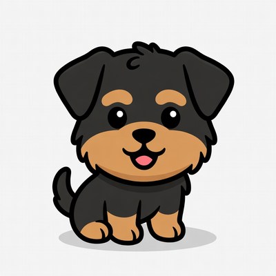 Cute black and tan puppy illustration