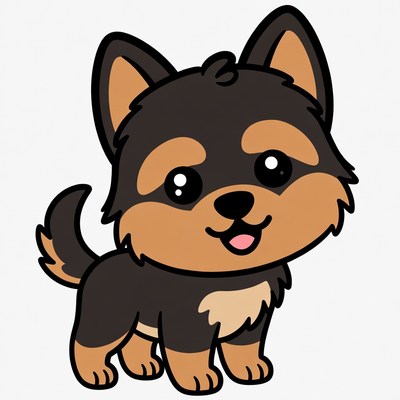 Cute cartoon Yorkshire Terrier puppy