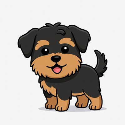 Cute cartoon Yorkshire Terrier puppy
