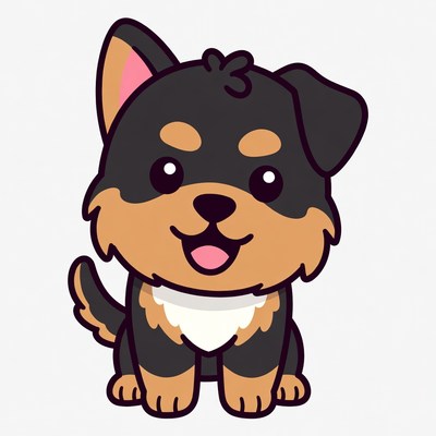 Cute chibi Rottweiler puppy illustration