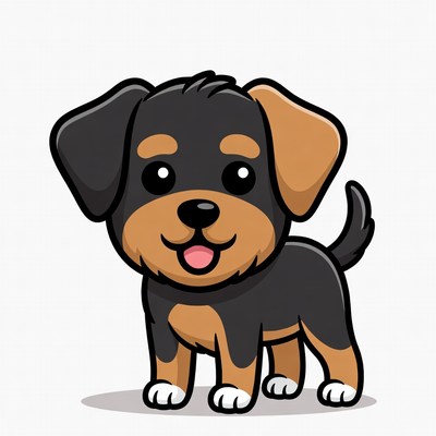 Cute cartoon Rottweiler puppy