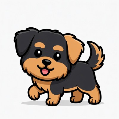 Cute Yorkshire Terrier puppy illustration