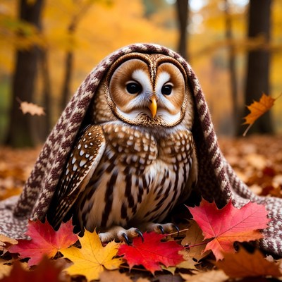 Barred Owl Wrapped in Blanket