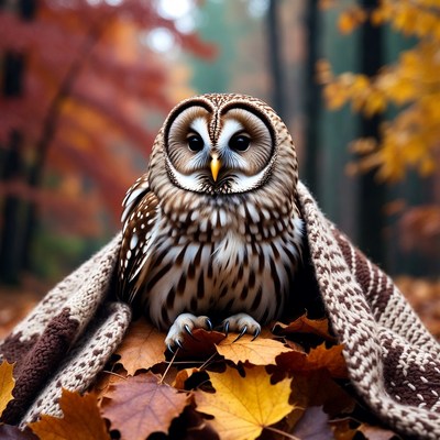 Barred Owl in Autumn Forest