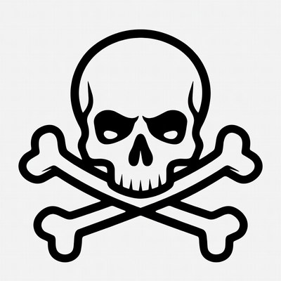 Black Skull and Crossbones Symbol