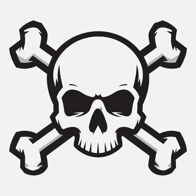 Black Skull and Crossbones Illustration
