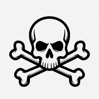 Black Skull and Crossbones Symbol