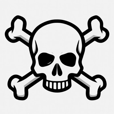 Black Skull and Crossbones Symbol