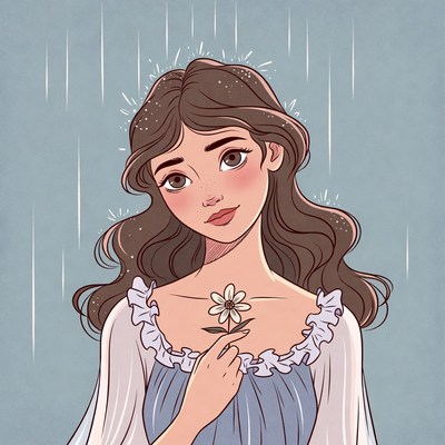 Belle holding daisy flower