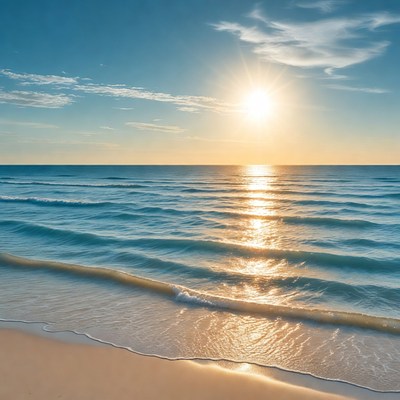 Sunset over ocean beach