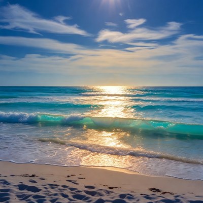 Sunny Beach Waves at Sunset