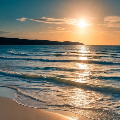 Sunset over ocean beach