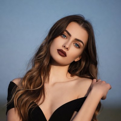 Beautiful woman with wavy brown hair