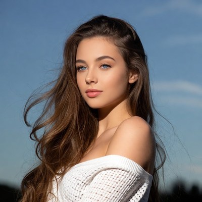 Beautiful woman with long brown hair
