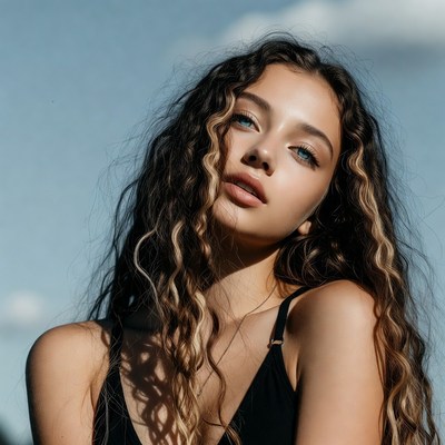 Beautiful woman with curly hair