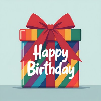 Rainbow Gift Box Happy Birthday