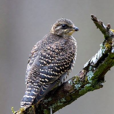 Baby spotted thick-knee perched on branch