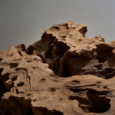 Detailed burl wood sculpture