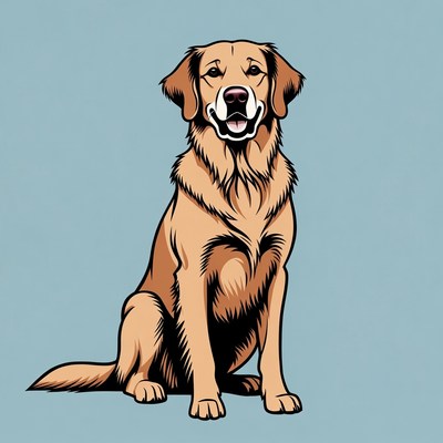 Golden Retriever sitting illustration