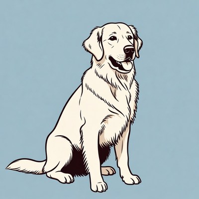 Sitting Golden Retriever illustration
