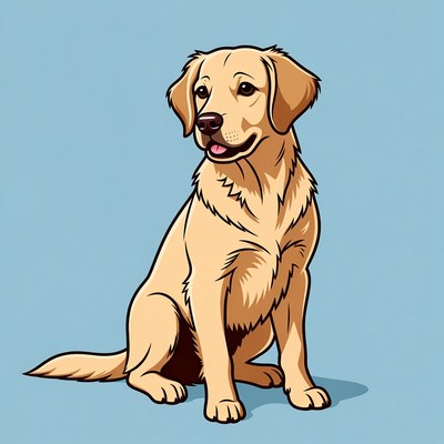 Golden Retriever sitting illustration