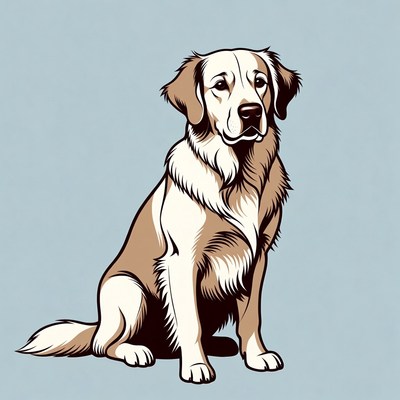 Golden Retriever sitting illustration