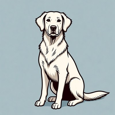 White Labrador Retriever sitting illustration
