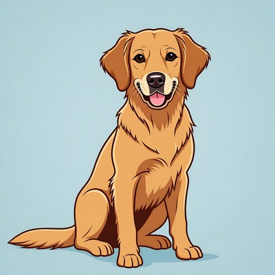 Golden Retriever sitting illustration