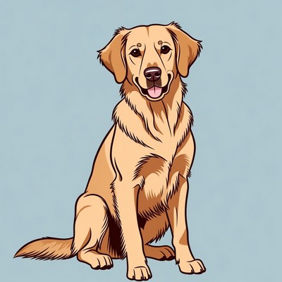 Golden Retriever sitting illustration