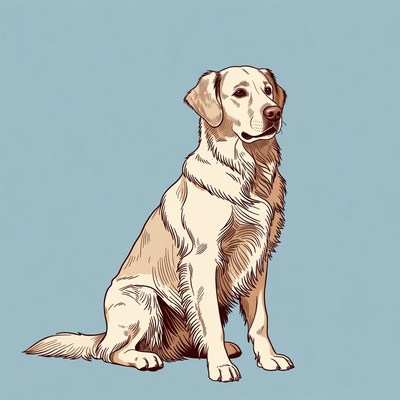 Golden Retriever sitting illustration