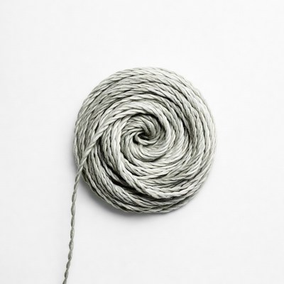 Gray yarn ball with trailing end