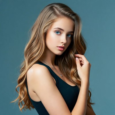 Beautiful woman with long wavy hair