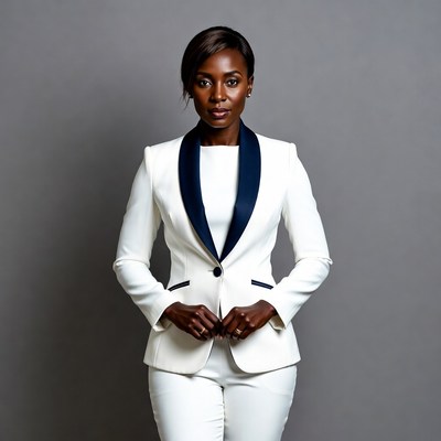 African-American woman in white blazer