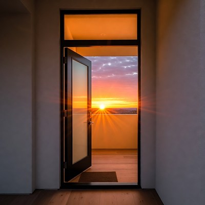 Open Door Framing Sunset View