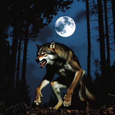 Howling Werewolf in Moonlit Forest