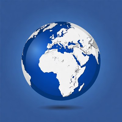 3D Globe Earth on Blue Background