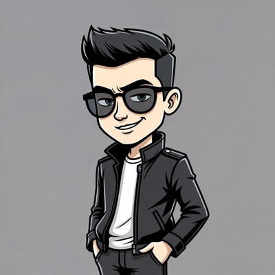 Cartoon man in leather jacket