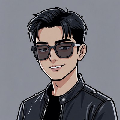 Anime man wearing sunglasses and leather jacket