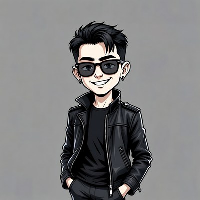 Anime boy in leather jacket