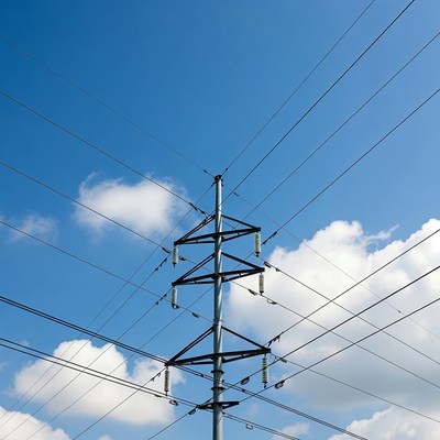 Electricity Pylon Against Blue Sky