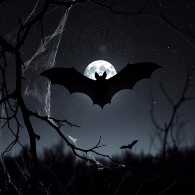 Bat Flying in Front of Full Moon