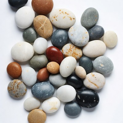 Colorful Pebbles on White Background
