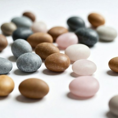 Colorful Pebbles on White Background