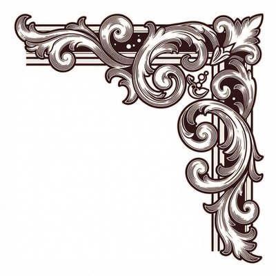 Ornate Black Corner Border Illustration