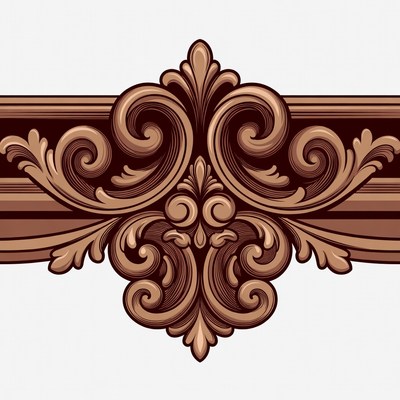 Ornate Brown Floral Frame Illustration