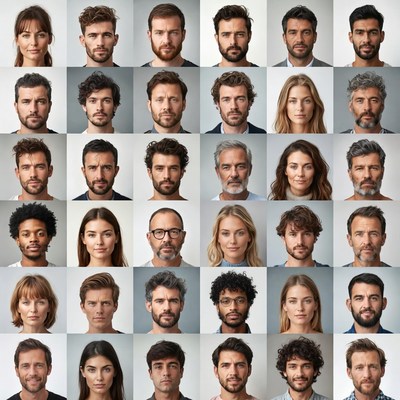 Diverse Group Headshots Grid