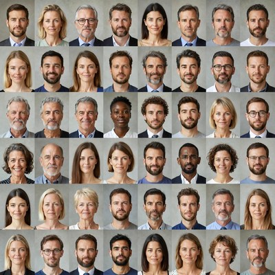 Diverse professional headshots grid